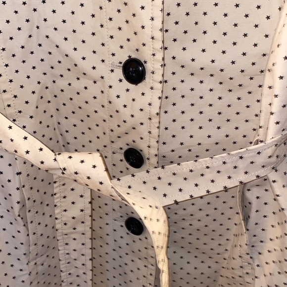 Ann Taylor Loft Cream Navy Star Cotton Trench NWT Size L - Picture 3 of 6